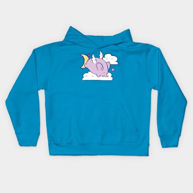 Moon Angel Elephant Kids Hoodie by saradaboru